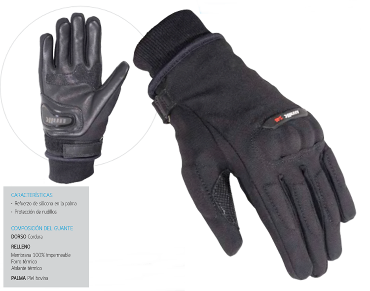 GUANTES MOTO UNIK Z33 WT INVIERNO CORDURA S NEGRO